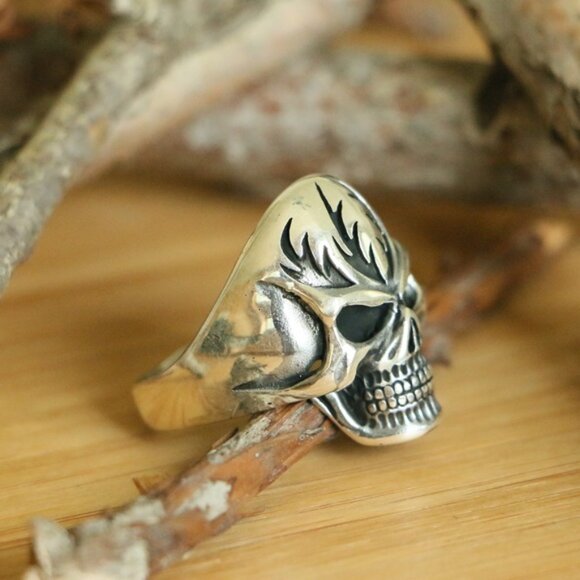 High Quality 925 Sterling Silver Skull Men's Ring - Picture 5 of 7